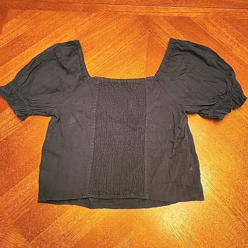 Madewell Women's Puff-Sleeve Top Size Small Green Cotton A1 - Picture 4 of 6